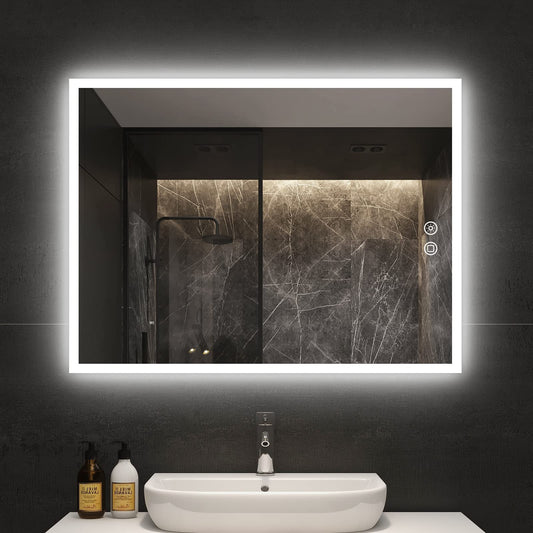 Beschlagfreier Badezimmerspiegel mit LED-Beleuchtung zur Wandmontage