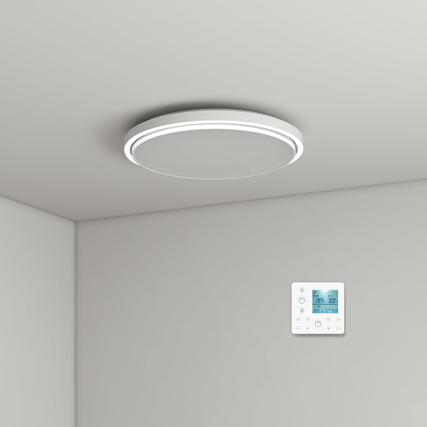 Runde Infrarotheizung mit Thermostat Deckenheizung LED Beleuchtung Licht