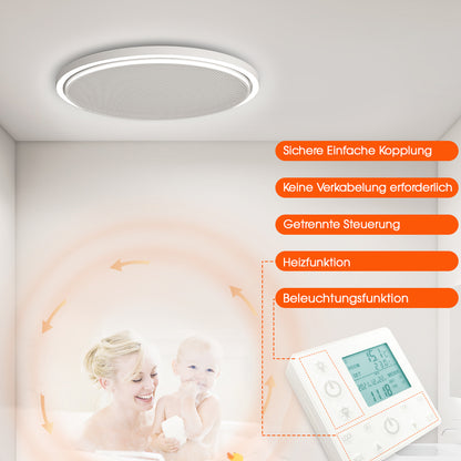 Runde Infrarotheizung mit Thermostat Deckenheizung LED Beleuchtung Licht
