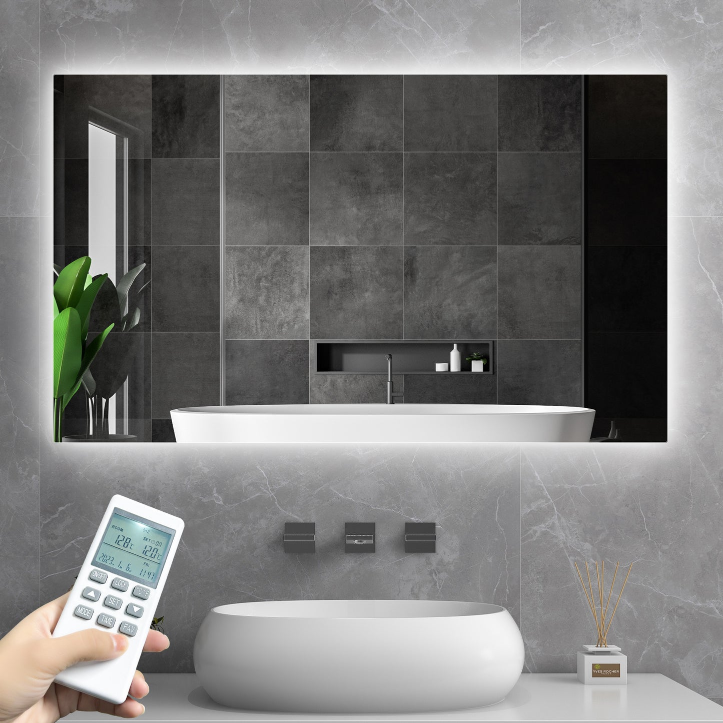 Infrarotheizung spiegel für Badezimmer wandheizung  (optional mit LED Licht)