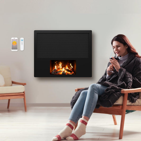 Elektrokamin Wandmontage mit Dynamikflamme Thermostat Wandkamin