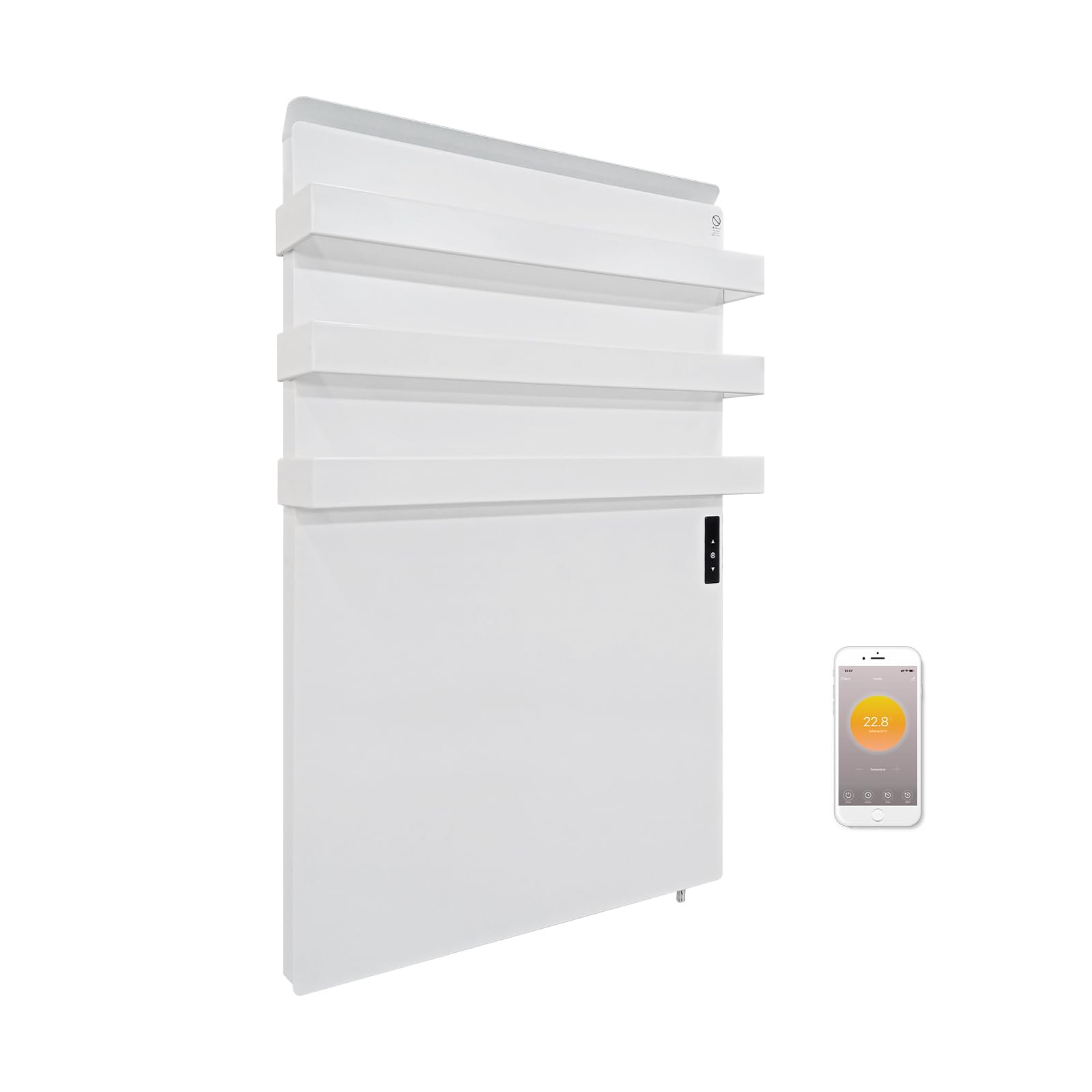 Infrarot Wandheizung mit Handtuchhalter, App Thermostat und Touchscreen Badezimmer Handtuchheizung