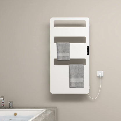 Matt weißes Aluminium beheiztes Handtuchregal für Badezimmer an der Wand montiert