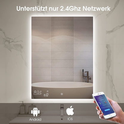 Badezimmer Smart spiegel zur Wandmontage mit LED-Beleuchtung