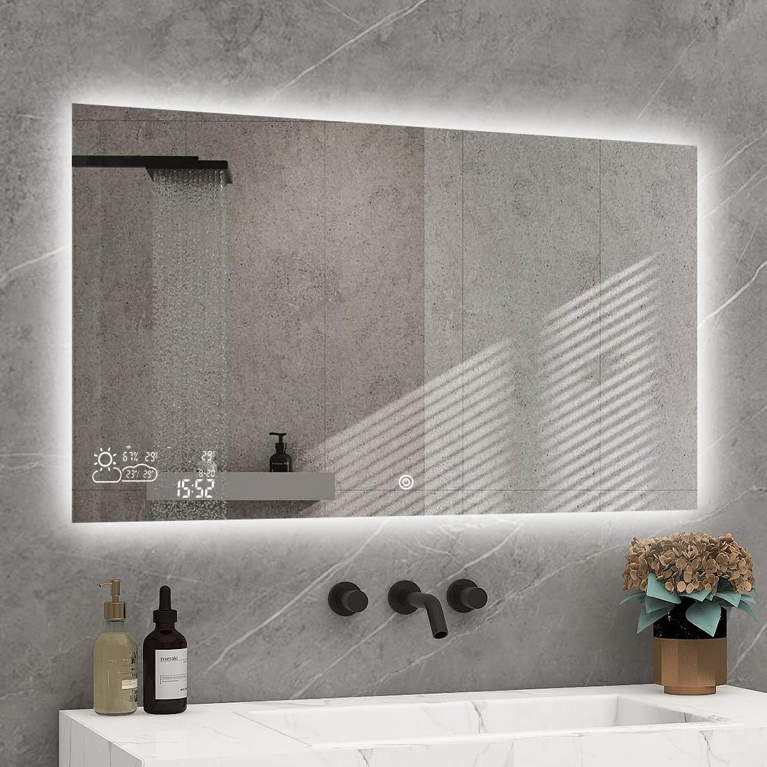 Badezimmer Smart spiegel zur Wandmontage mit LED-Beleuchtung